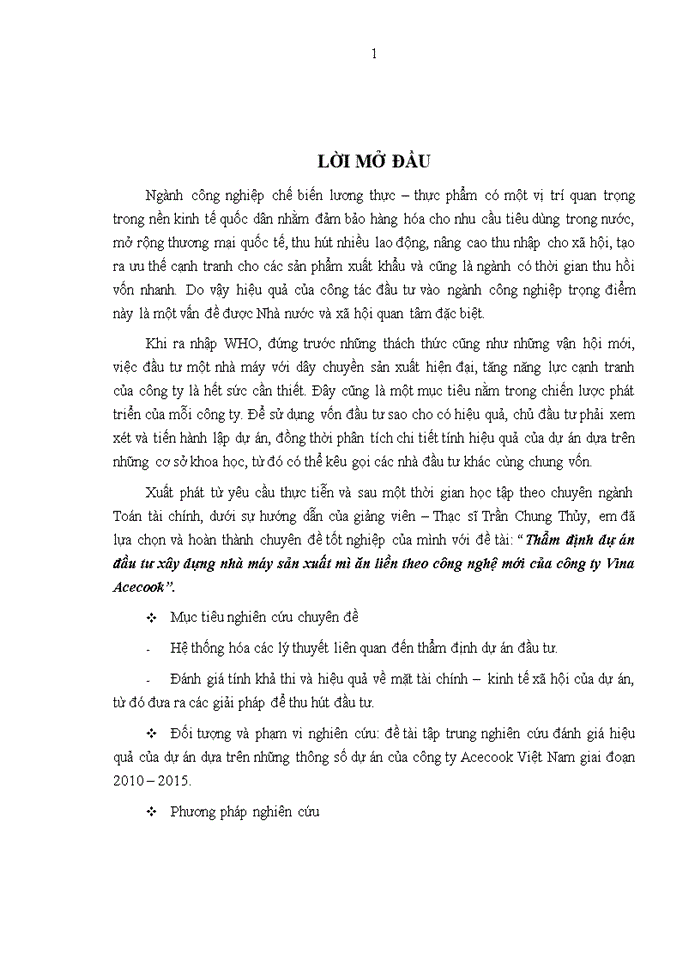image for page Thẩm định dự án đầu tư xây dựng nhà máy sản xuất mì ăn liền theo công nghệ mới của công ty Vina Acecook