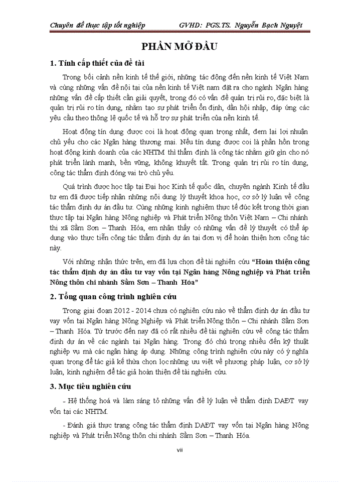 image for page Hoàn thiện công tác thẩm định dự án đầu tư vay vốn tại Ngân hàng Nông nghiệp và Phát triển Nông thôn chi nhánh Sầm Sơn – Thanh Hóa