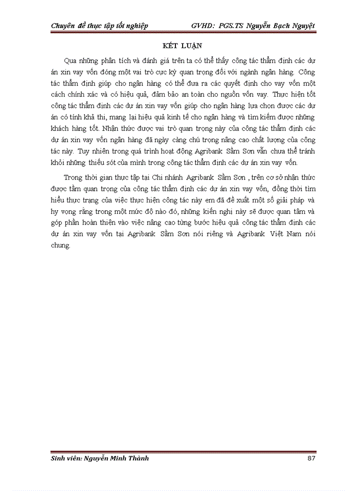 image for page Hoàn thiện công tác thẩm định dự án đầu tư vay vốn tại Ngân hàng Nông nghiệp và Phát triển Nông thôn chi nhánh Sầm Sơn – Thanh Hóa