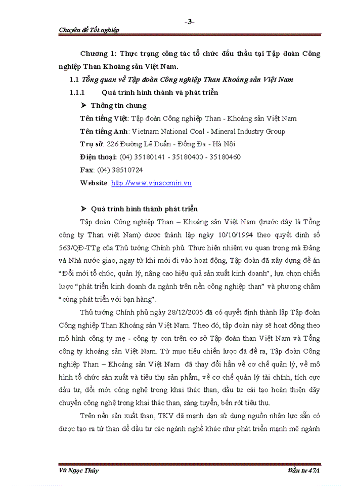 image for page Công tác tổ chức đấu thầu tại tập đoàn công nghiệp than khoáng sản VIỆT NAM. Thực trạng và giải pháp