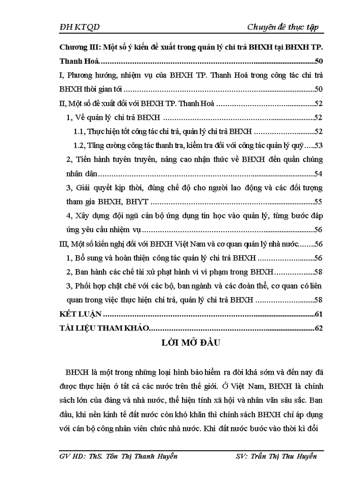 Thực trạng quản lý chi trả BHXH tại BHXH TP. Thanh Hoá 2004 - 2008