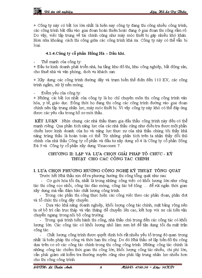 image for page Lập và lựa chọn giải pháp tổ chức - kỹ thuật cho các công tác chính