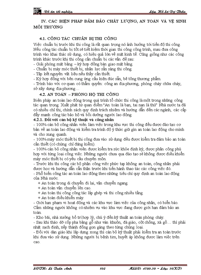 image for page Lập và lựa chọn giải pháp tổ chức - kỹ thuật cho các công tác chính