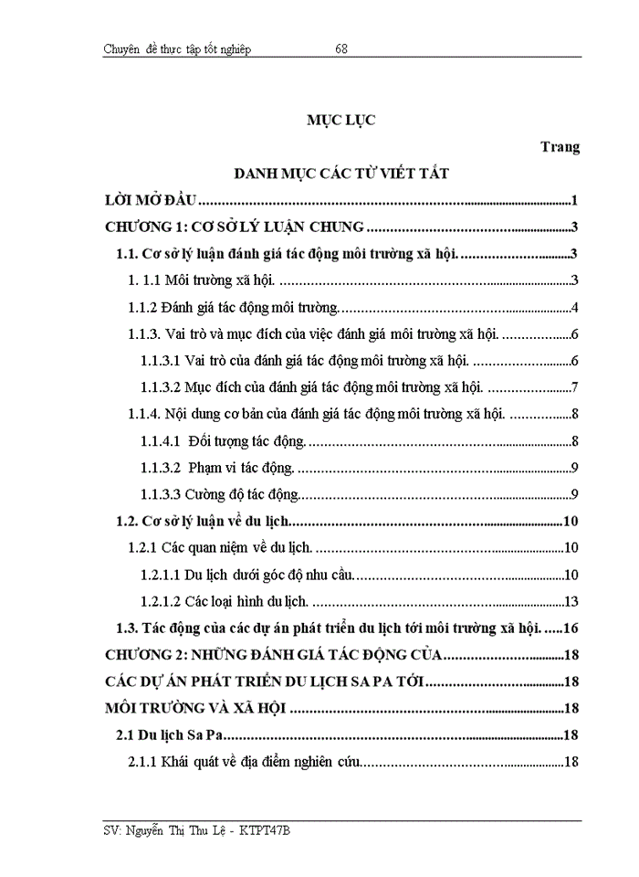 image for page Đánh giá tác động chủ yếu tới môi trường xã hội của     các hoạt động phát triển du lịch ở huyện Sa Pa