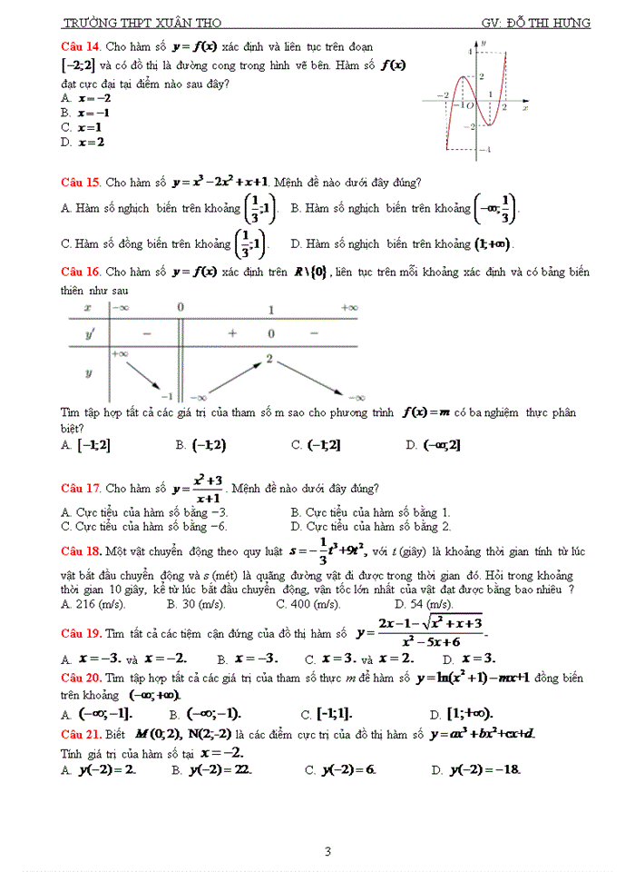 image for page Các chủ đề thi thpt quốc gia theo đề minh họa chương 1. khảo sát hàm số