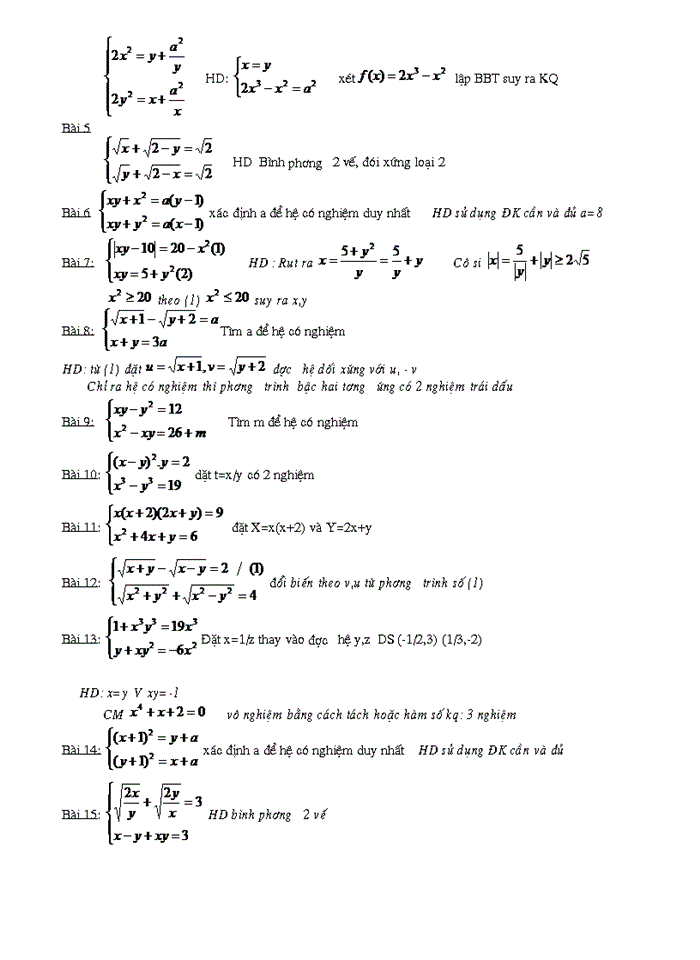image for page Hệ phương trình trong các đề tuyển sinh đại học