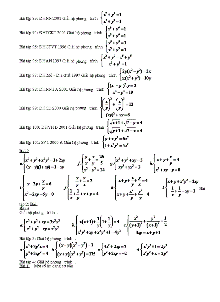 image for page Hệ phương trình trong các đề tuyển sinh đại học