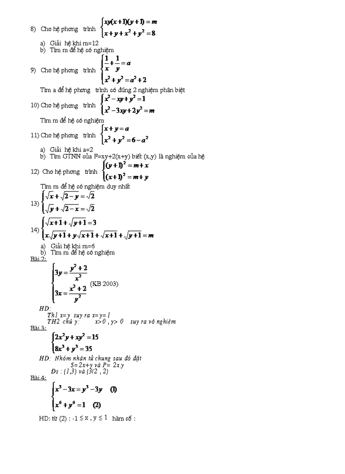 image for page Hệ phương trình trong các đề tuyển sinh đại học