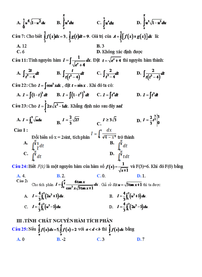 Luyện tập nguyên hàm tích phân