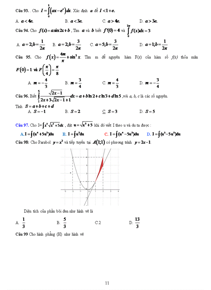 image for page Bài tập trắc nghiệm nguyên hàm – tích phân - ứng dụng