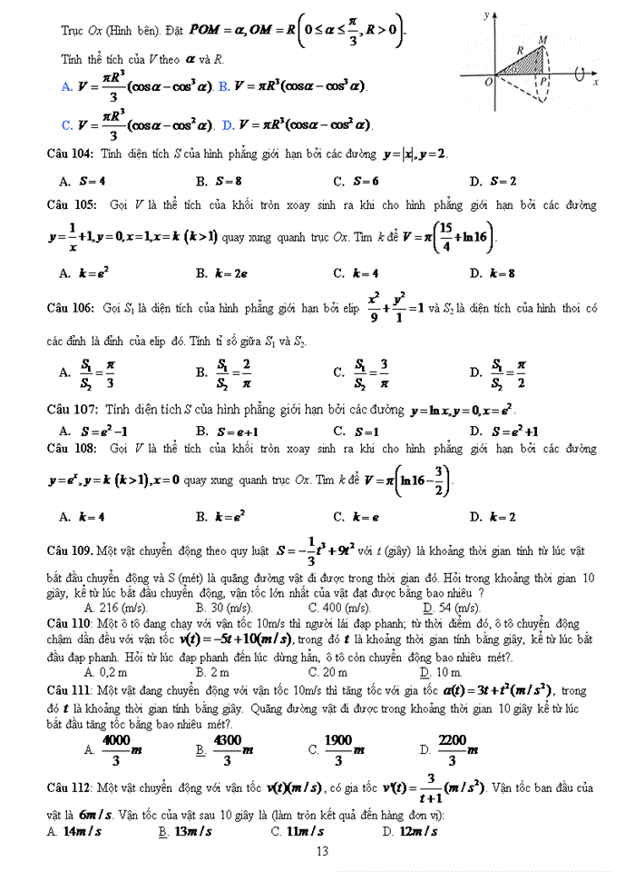 image for page Bài tập trắc nghiệm nguyên hàm – tích phân - ứng dụng