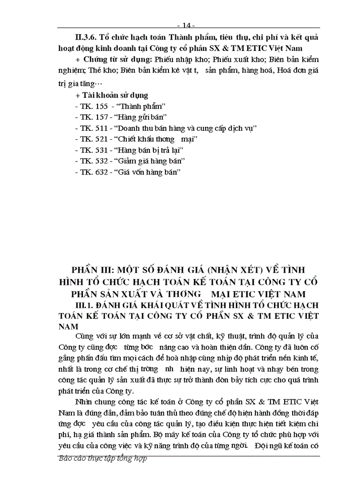 image for page Hoàn thiện công tác kế toán nguyên vật liệu ở công ty cổ phần sản xuất và thương mại ETIC VIỆT NAM