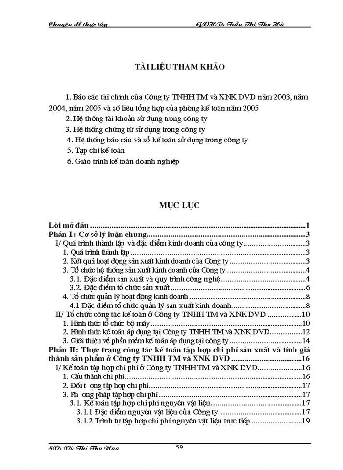 image for page Hoàn thiện Công Tác Kế toán hạch toán chi phí sản xuất và tính giá thành sản phẩm tại Công ty TNHH TM và XNK DVD