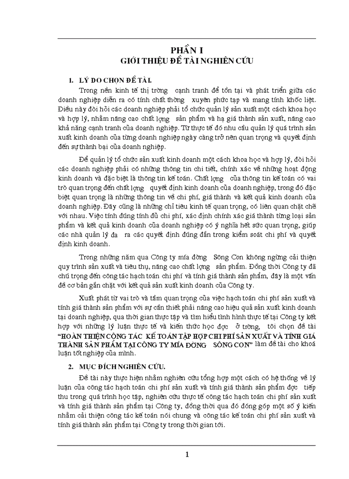 image for page Hoàn thiện công tác  kế toán tập hợp chi phí sản xuất và tính giá thành sản phẩm tại công ty mía đường sông con