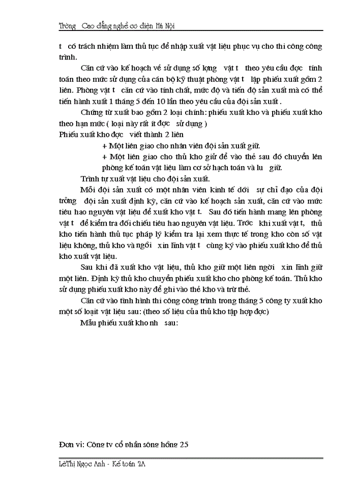 image for page Tổ chức công tác kế toán nguyên vật liệu và tình hình quản lý sử dụng nguyên vật liệu tại công ty CP Sông Hồng 25