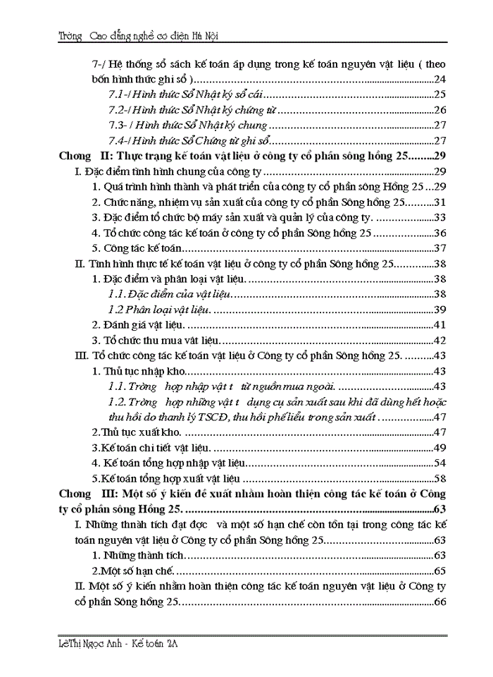 image for page Tổ chức công tác kế toán nguyên vật liệu và tình hình quản lý sử dụng nguyên vật liệu tại công ty CP Sông Hồng 25