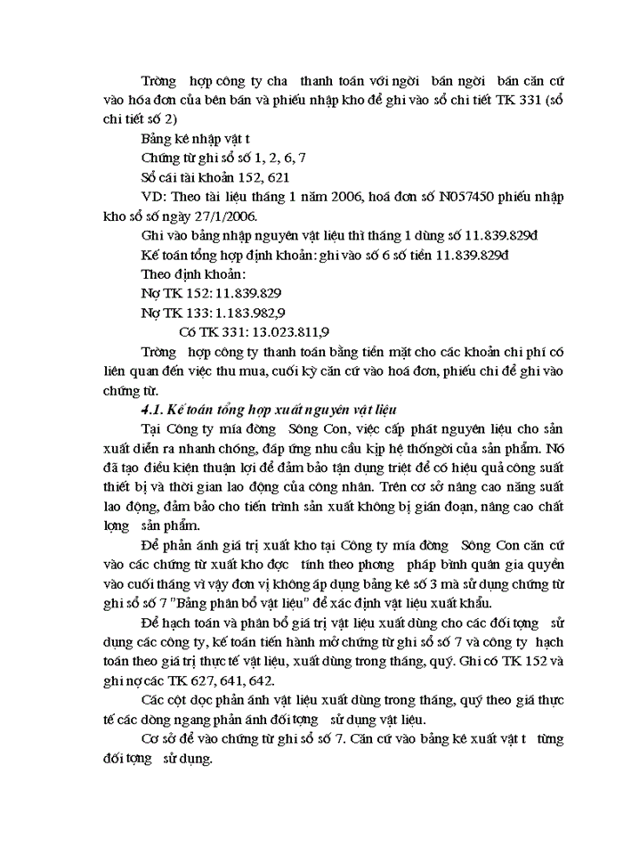 image for page Kế toán nguyên vật liệu tại công ty mía đường Sông Con thị trấn Tân Kỳ - Nghệ An