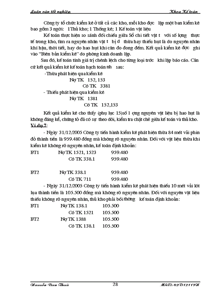 image for page Tổ chức kế toán nguyên vật liệu tại công ty dệt may HÀ NỘI