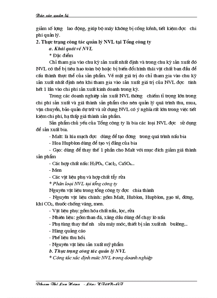 image for page Hoàn thiện công tác quản lý nguyên vật liệu tại Tổng Công ty Bia - Rượu - Nước giải khát - Hà Nội
