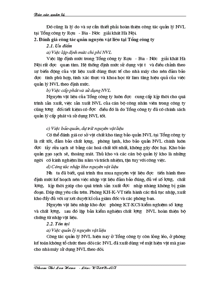 image for page Hoàn thiện công tác quản lý nguyên vật liệu tại Tổng Công ty Bia - Rượu - Nước giải khát - Hà Nội