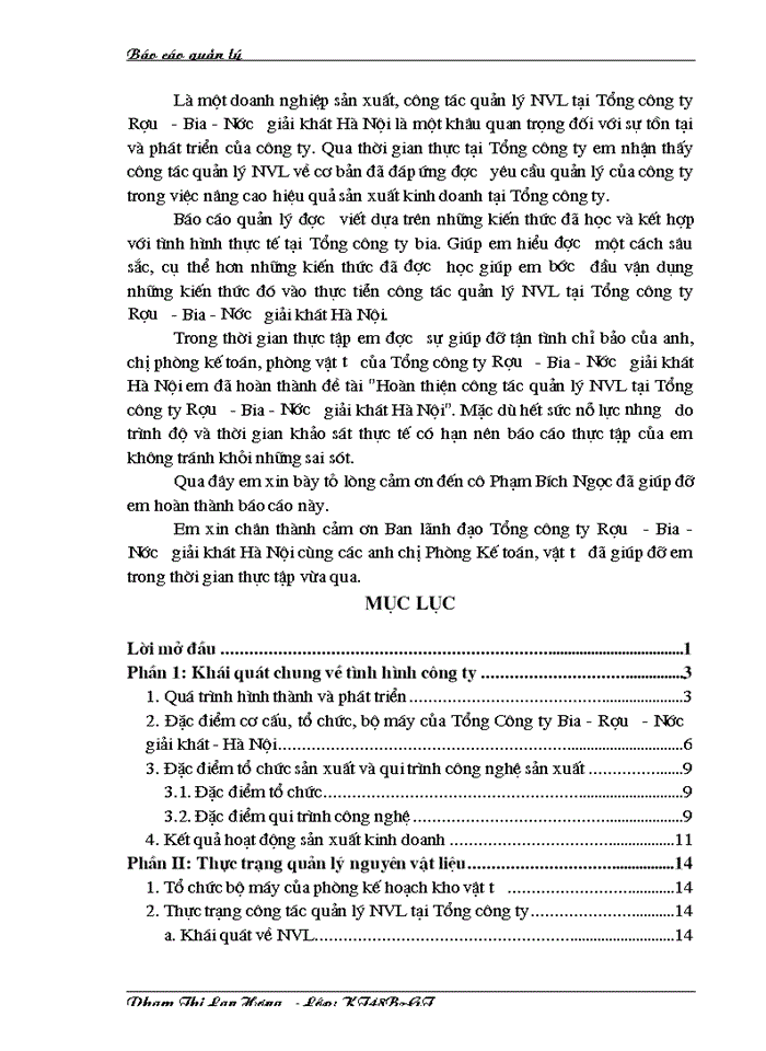 image for page Hoàn thiện công tác quản lý nguyên vật liệu tại Tổng Công ty Bia - Rượu - Nước giải khát - Hà Nội