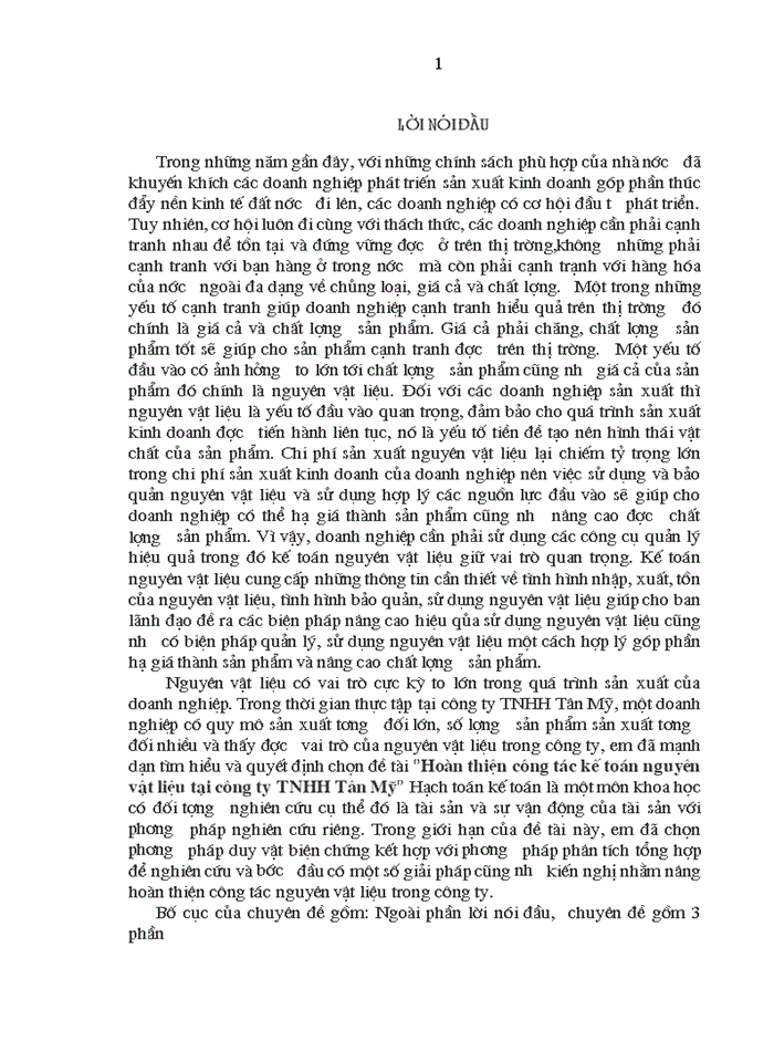 image for page Hoàn thiện công tác kế toán nguyên vật liệu tại công ty TNHH Tân Mỹ