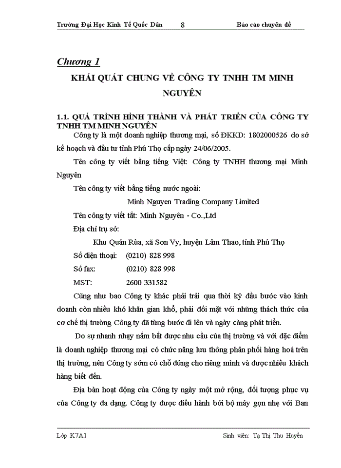 image for page Hoàn thiện kế toán tiêu thụ hàng hoá và xác định kết quả kinh doanh tại Công ty TNHH TM Minh Nguyên