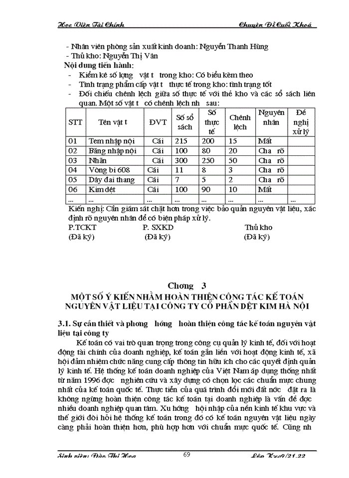 image for page Thực trạng công tác kế toán nguyên vật liệu tại Công ty Cổ phần Dệt Kim Hà Nội