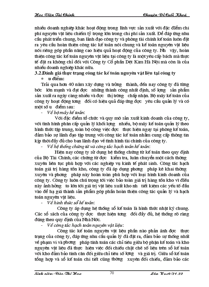 image for page Thực trạng công tác kế toán nguyên vật liệu tại Công ty Cổ phần Dệt Kim Hà Nội