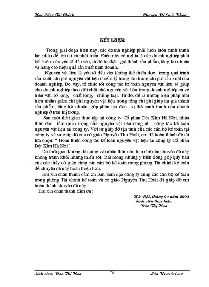 image for page Thực trạng công tác kế toán nguyên vật liệu tại Công ty Cổ phần Dệt Kim Hà Nội