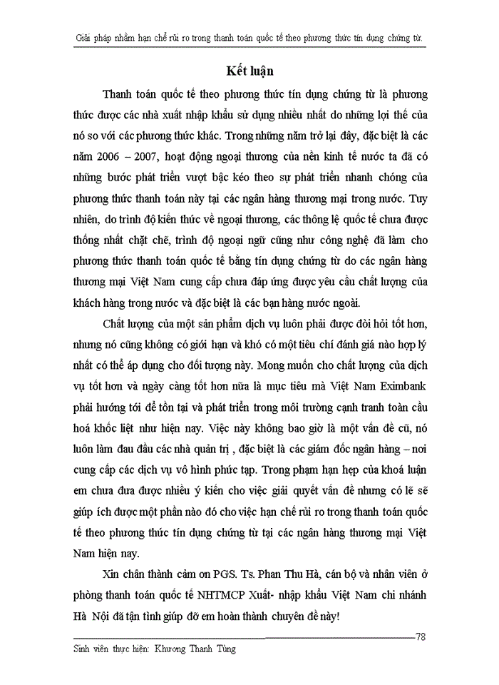 image for page Giải pháp nhằm hạn chế rủi ro trong thanh toán quốc tế theo phương thức tín dụng chứng từ tại ngân hàng thương mại cổ phần xuất nhập khẩu Việt Nam