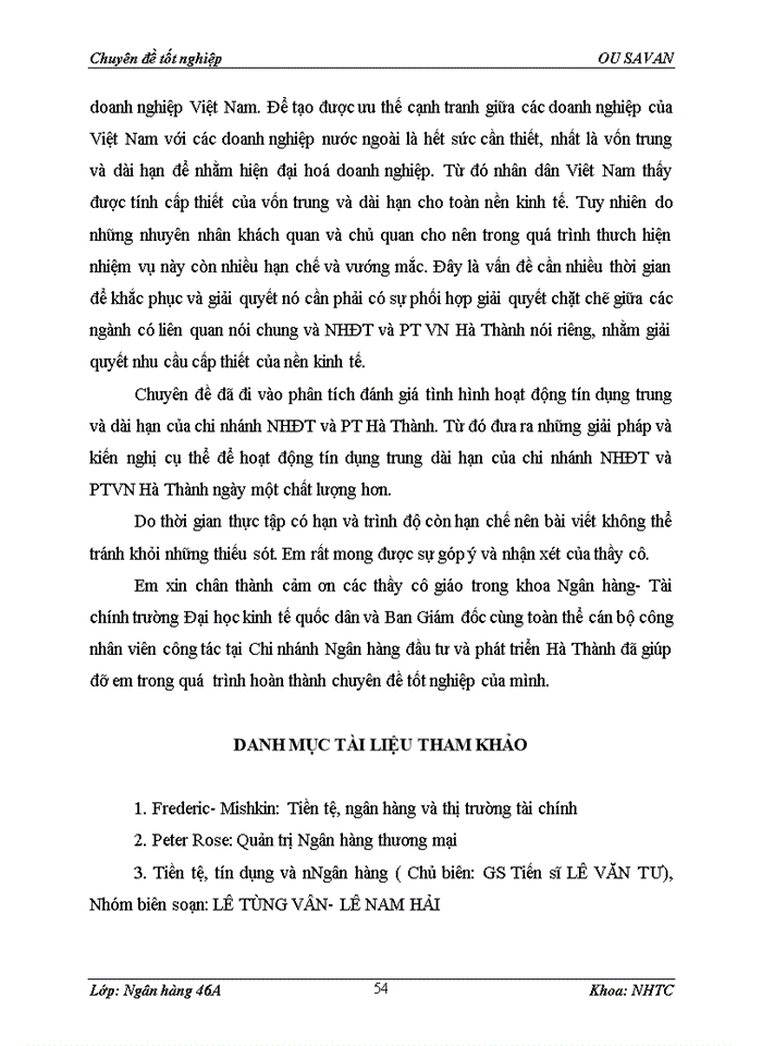 image for page Giải pháp nâng cao hiệu quả tín dụng trung và dài hạn tại chi nhánh ngân hàng đầu tư và phát triển việt nam  hà thành
