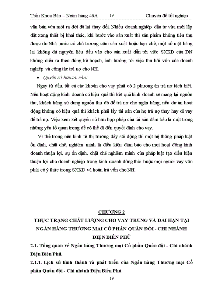 image for page Nâng cao chất lượng tín dụng trung và dài hạn đối với doanh nghiệp tại ngân  hàng thương mại cổ phần quân đội - chi nhánh điện biên phủ