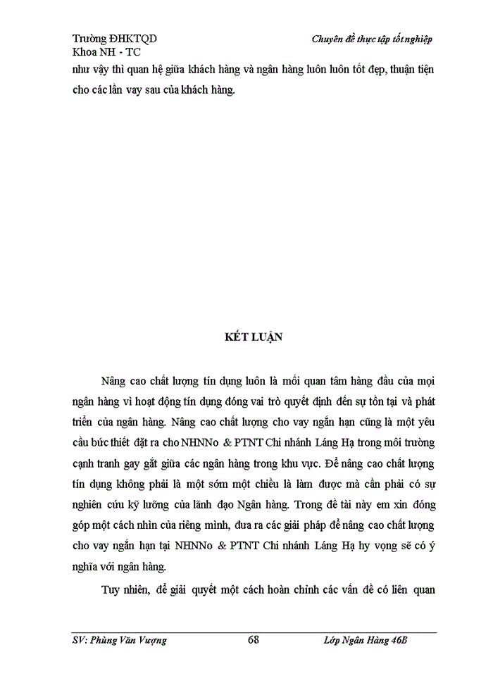 image for page Nâng cao chất lượng cho vay ngắn hạn  tại NHNo&PTNT Chi nhánh Láng Hạ