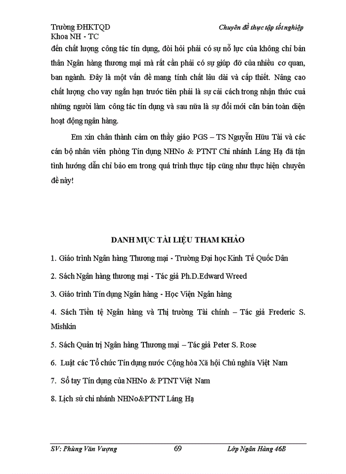 image for page Nâng cao chất lượng cho vay ngắn hạn  tại NHNo&PTNT Chi nhánh Láng Hạ