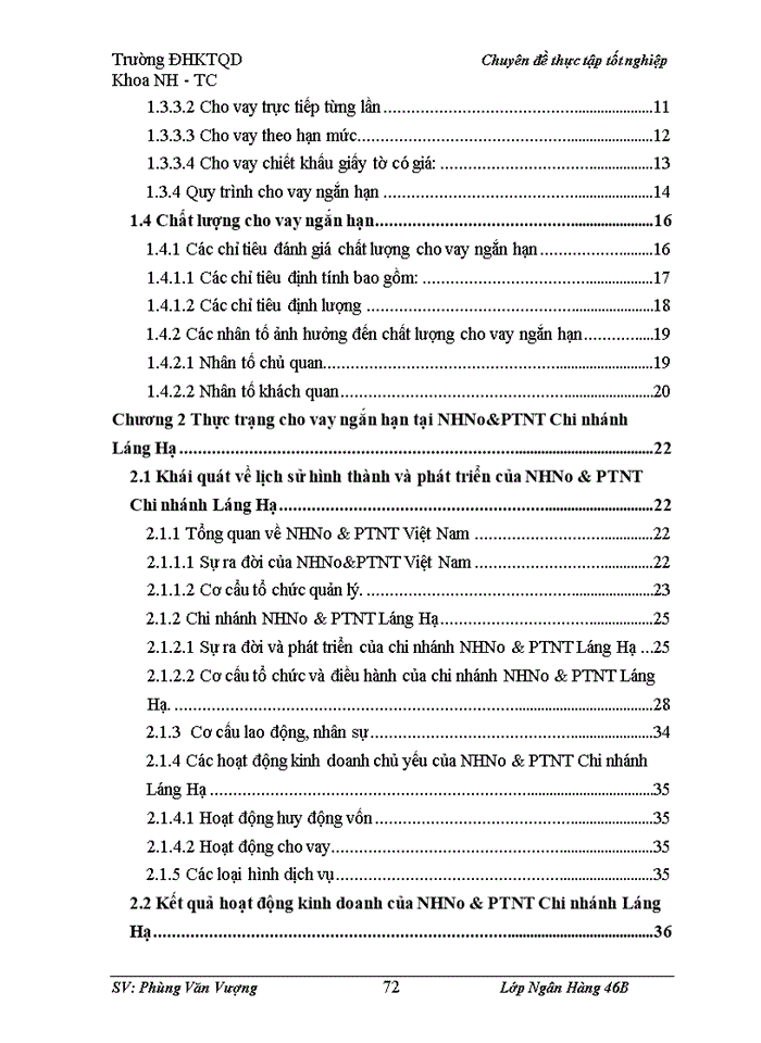 image for page Nâng cao chất lượng cho vay ngắn hạn  tại NHNo&PTNT Chi nhánh Láng Hạ