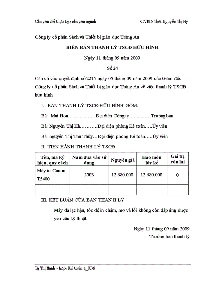 image for page Hoàn thiện kế toán tài sản cố định hữu hình tại Công ty cổ phần Sách và Thiết bị giáo dục Tràng An