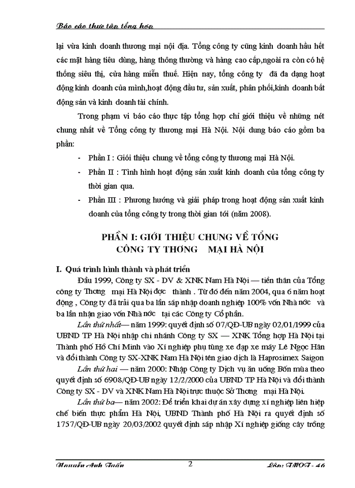 Phương hướng và giải pháp trong hoạt động sản xuất kinh doanh của tổng công ty trong thời gian tới (năm 2008)