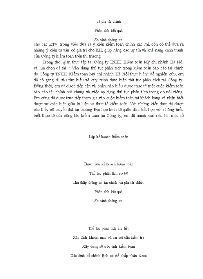 image for page Vận dụng thủ tục phân tích trong kiểm toán báo cáo tài chính do Công ty TNHH Kiểm toán Mỹ-chi nhánh Hà Nội thực hiện