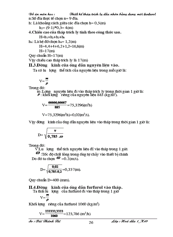image for page Thiết kế tháp trích ly dầu nhờn bằng dung môi furfurol