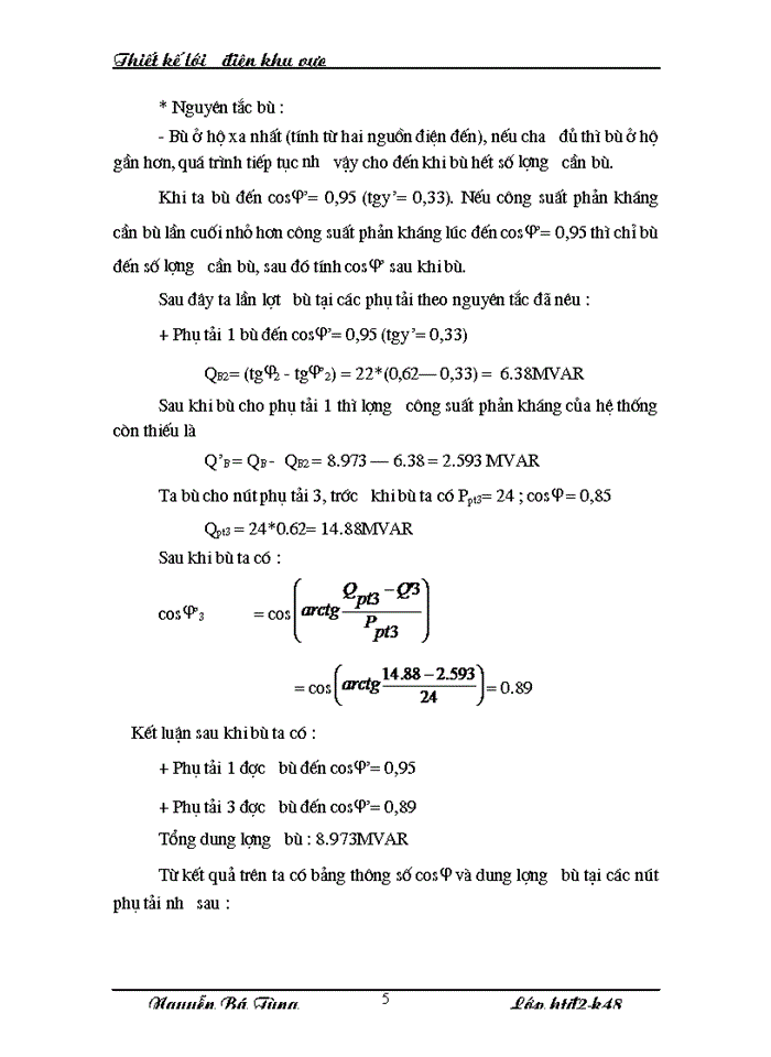 Đồ án môn học Lưới điện