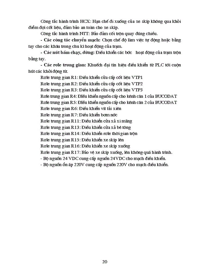 image for page Thuyết minh nguyên lý hoạt động của mạch điều khiển trạm trộn bê tông và chức năng các phần tử của trạm