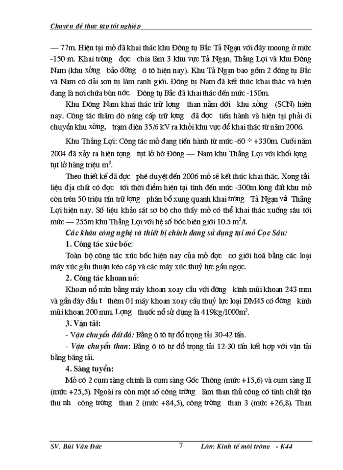 image for page Phân tích những tác động môi trường và đánh giá hiệu quả kinh tế môi trường của dự án cải tạo mở rộng khai thác kinh doanh than - mỏ than Cọc Sáu