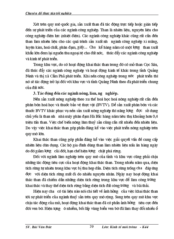 image for page Phân tích những tác động môi trường và đánh giá hiệu quả kinh tế môi trường của dự án cải tạo mở rộng khai thác kinh doanh than - mỏ than Cọc Sáu