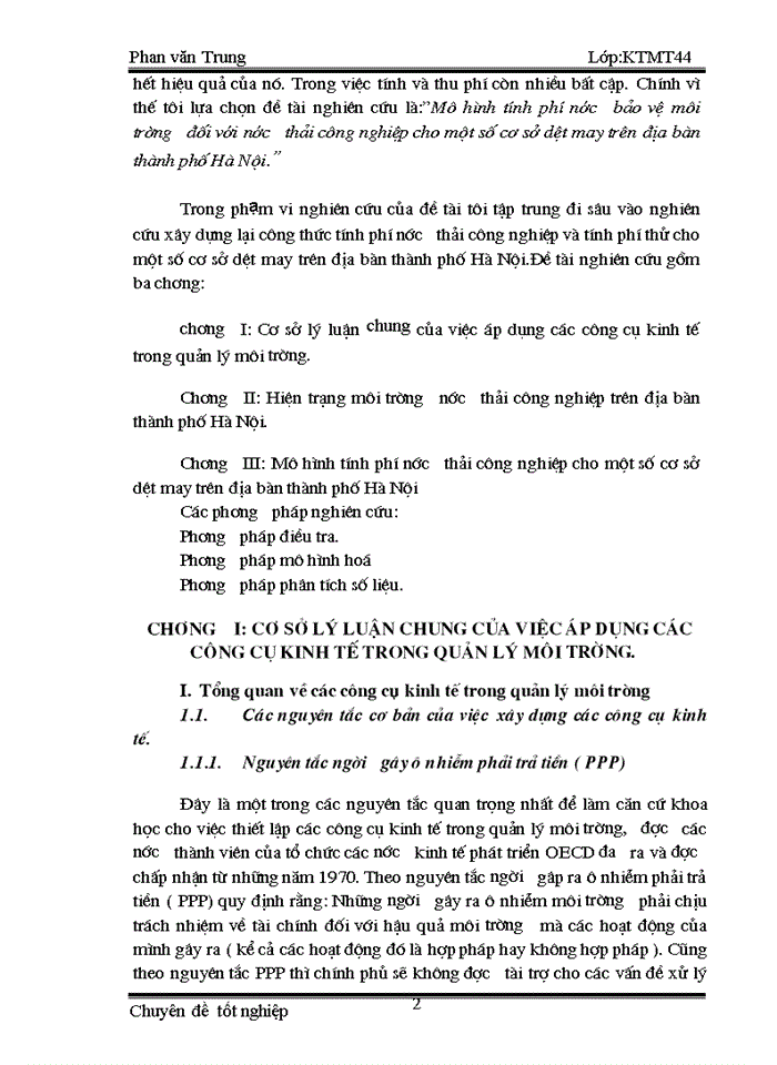 image for page Mô hình tính phí nước bảo vệ môi trường đối với nước thải công nghiệp cho một số cơ sở dệt may trên địa bàn thành phố Hà Nội