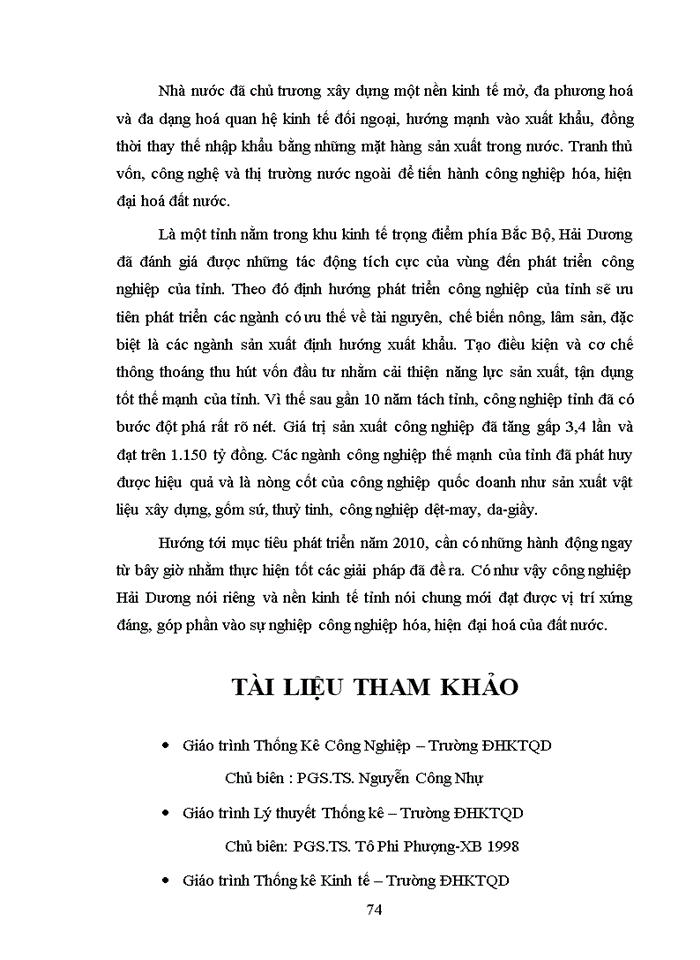 image for page Vận dụng một số phương pháp Thống kê phân tích chỉ tiêu Giá trị sản xuất ngành công nghiệp tỉnh Hải Dương trong giai đoạn 1997 - 2005 và dự đoán đến năm 2010