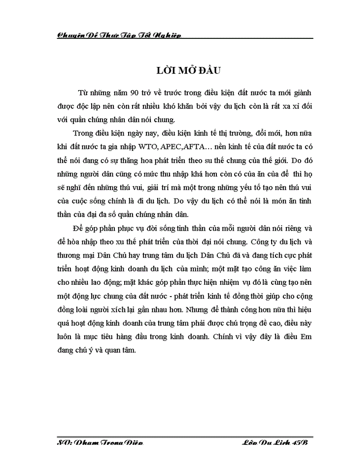 image for page Thực trạng hiệu quả hoạt động kinh doanh của trung tâm lữ hành thuộc công ty cổ phần du lịch và thương mại Dân Chủ.