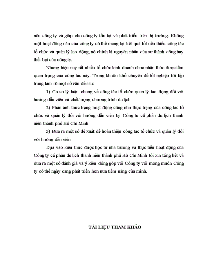 image for page Hoàn thiện công tác tổ chức và quản lý lao động đối với hướng dẫn viên nhằm nâng cao chất lượng chương trình du lịch tại Công ty cổ phần du lịch thanh niên thành phố Hồ Chí Minh