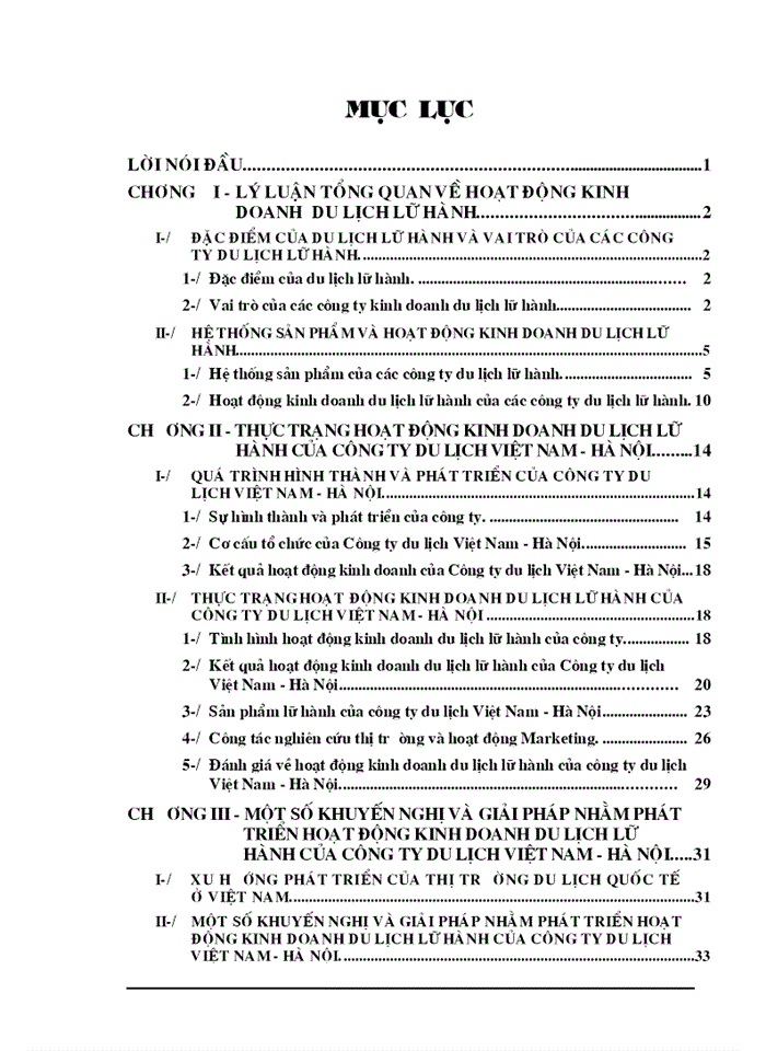 image for page Thực trạng hoạt động kinh doanh du lịch lữ hành của công ty du lịch Việt Nam - Hà Nội