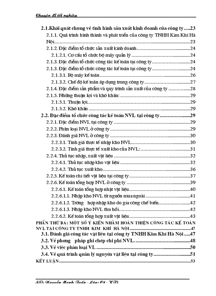image for page Hoàn thiện công tác kế toán nguyên vật liệu ở công ty TNHH Kim Khí Hà Nội